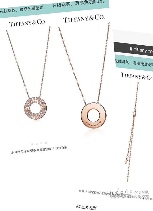 Tiffany純銀飾品 蒂芙尼女士專櫃爆款滿鑽羅馬字母項鏈 Tiffany圓盤項鏈  zgt1676